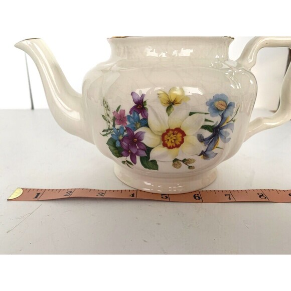 Arthur Wood  England Vintage Round Porcelain Teapot # 5906 Floral Design - Picture 10 of 11